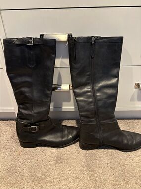 Franco Sarto Black Leather Tall Riding Boots